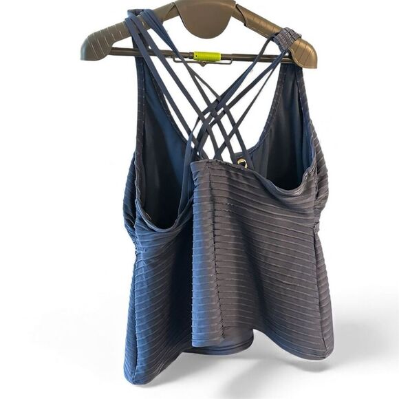 Time and Tru Women's Plus 2X Blue Lace-Up Tankini Swim Top - Picture 2 of 5